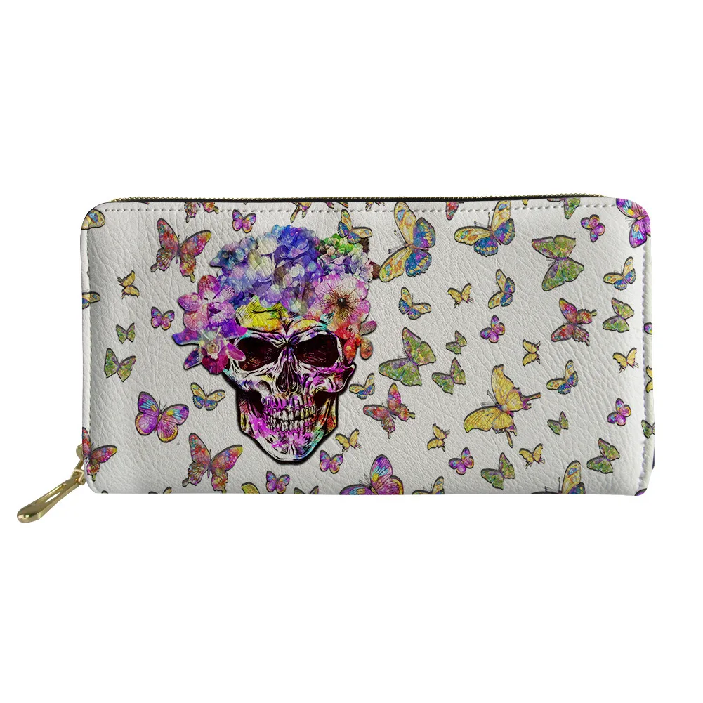 

Designer Women Wallets Skull Pattern Leather Texture Design Woman Wallets Luxury Ladies High Quality Fashion Wallet Women