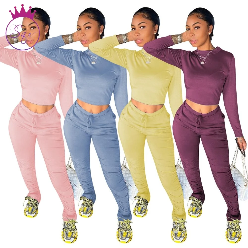 

Fall Women Jogger Tracksuits Outfits Women Solid Colors 2 Piece Tracksuits Clothing Workout Sets