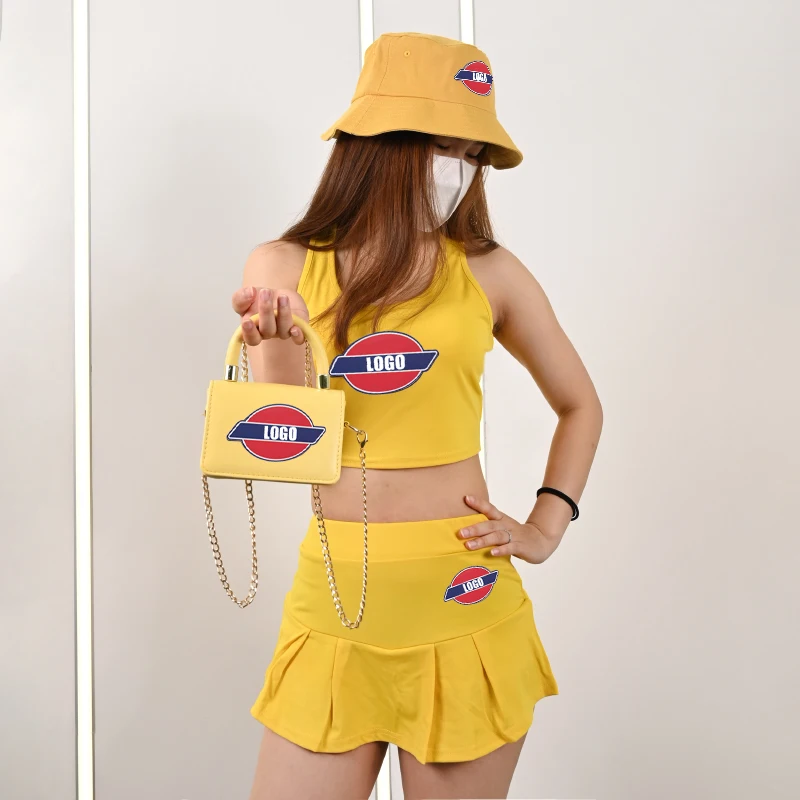 

2021 New Blooming Gradient Color Fashion Trend Messenger Bag Clothes Three-Piece Suit With Handbag Bag And Hat, Customizable