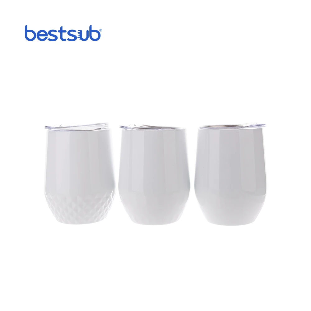 

Personalized BestSub 12oz Sublimation Mug White Stemless Wine Glasses Stainless Steel Double Wall Tumbler Tea Cup BW22W