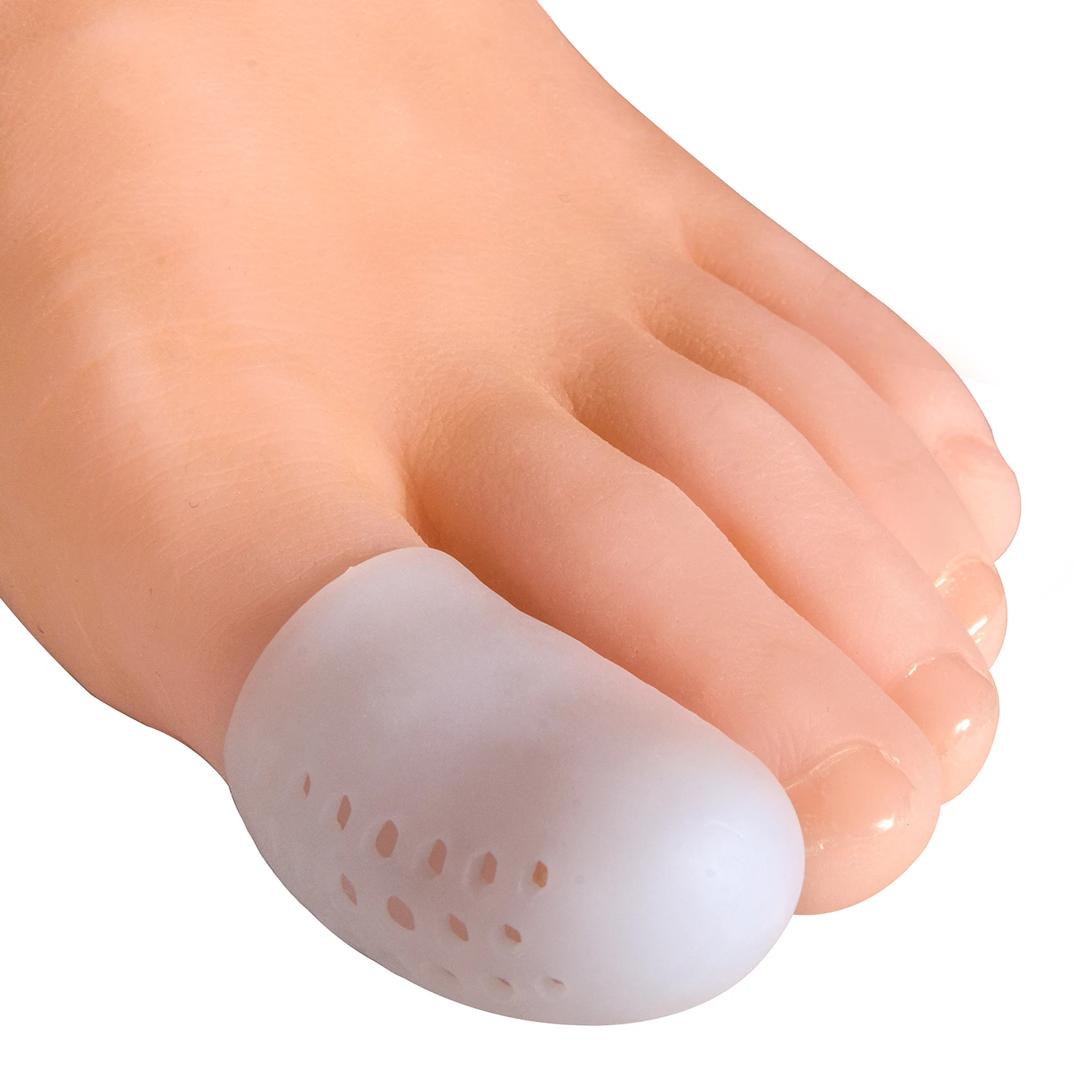 

Breathable Silicone Toe Covers Tube With Holes for Corns Calluses Blister Toe Separators Big Toe Protector, White brighten skin