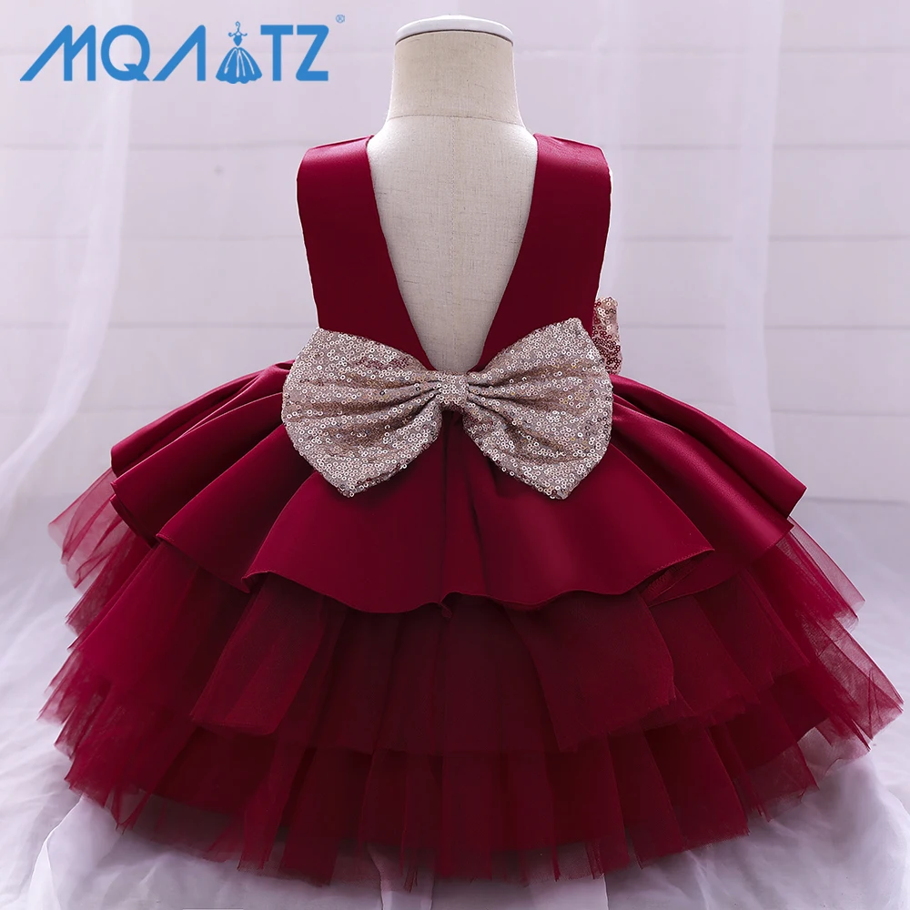 

MQATZ Baby Kids Party Wear Wholesale Embroidered Red Ruffle Chiffon 3 Years Baby Dress Little Girl Fancy Dresses