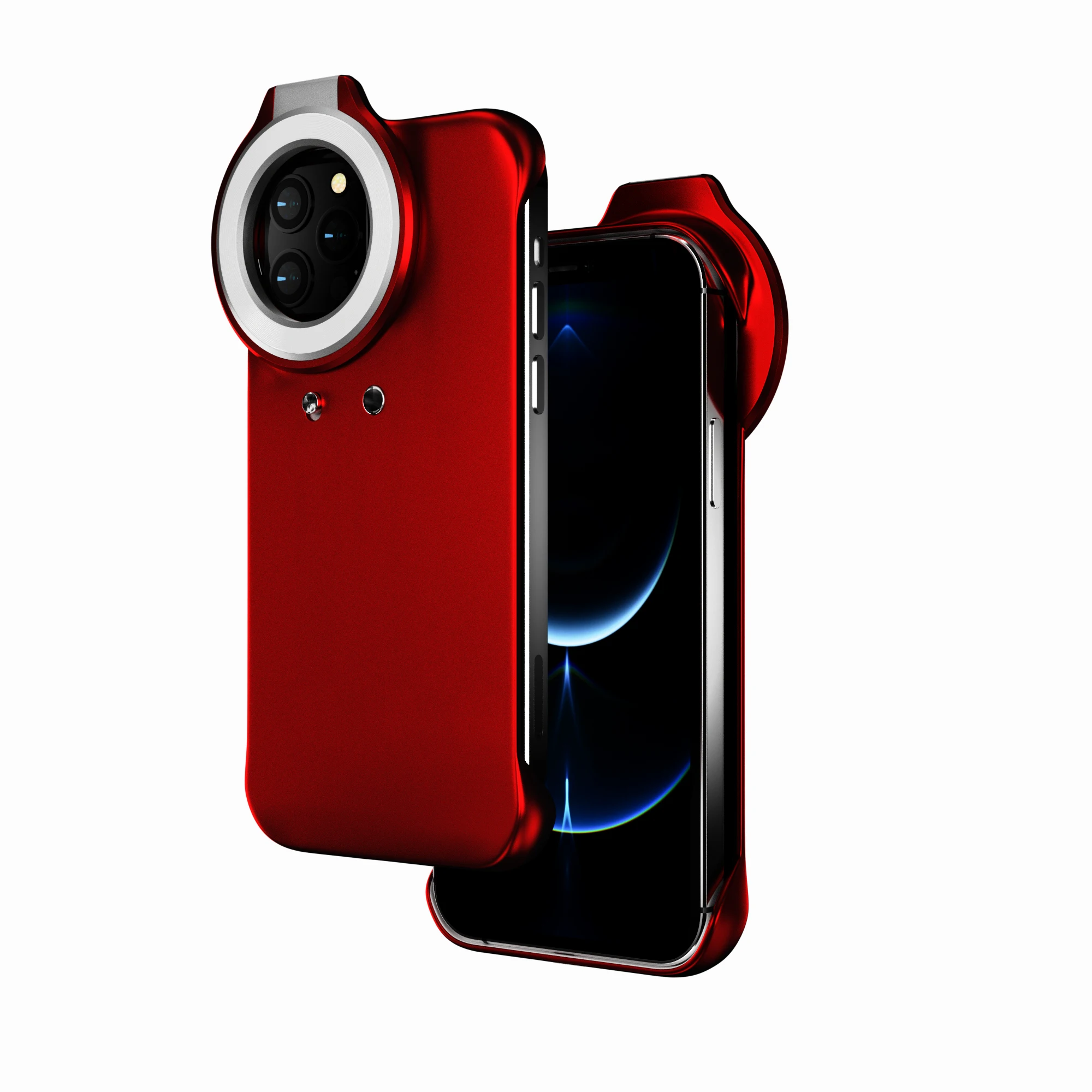 

Selfie Case For iphone 12 Fill Light Selfie In Dark Phone Cover Circle LED Flash Light phone case