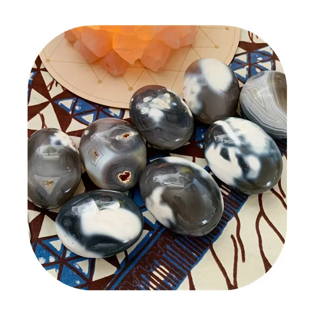 

New arrivals semi-precious stone polished Pocket Stone natural Orca agate crystal palm stones for gift