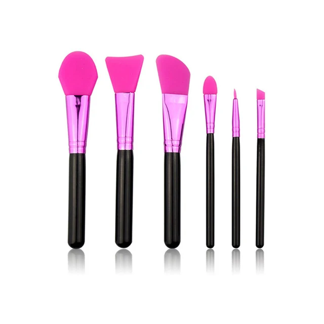 

Hot Sale Custom Logo Wooden Handle Small Fan Shape Silicone Mask Beautiful Girl Cosmetic Brush
