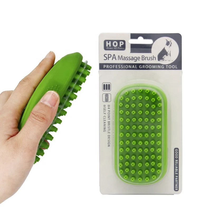 

Factory Wholesale Portable Dog Shower Brush Pet Cat Dog Grooming Bath Brush, Green/rose
