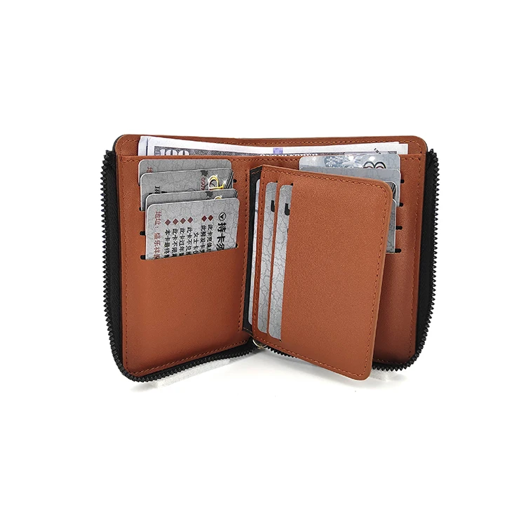 

Factory Price wholesale men solid color pu leather short popular men zipper wallet