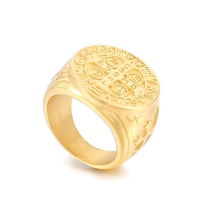 

KALEN Men Gold/Silver/Black Stainless Steel Christian Cross Jewelry Ring