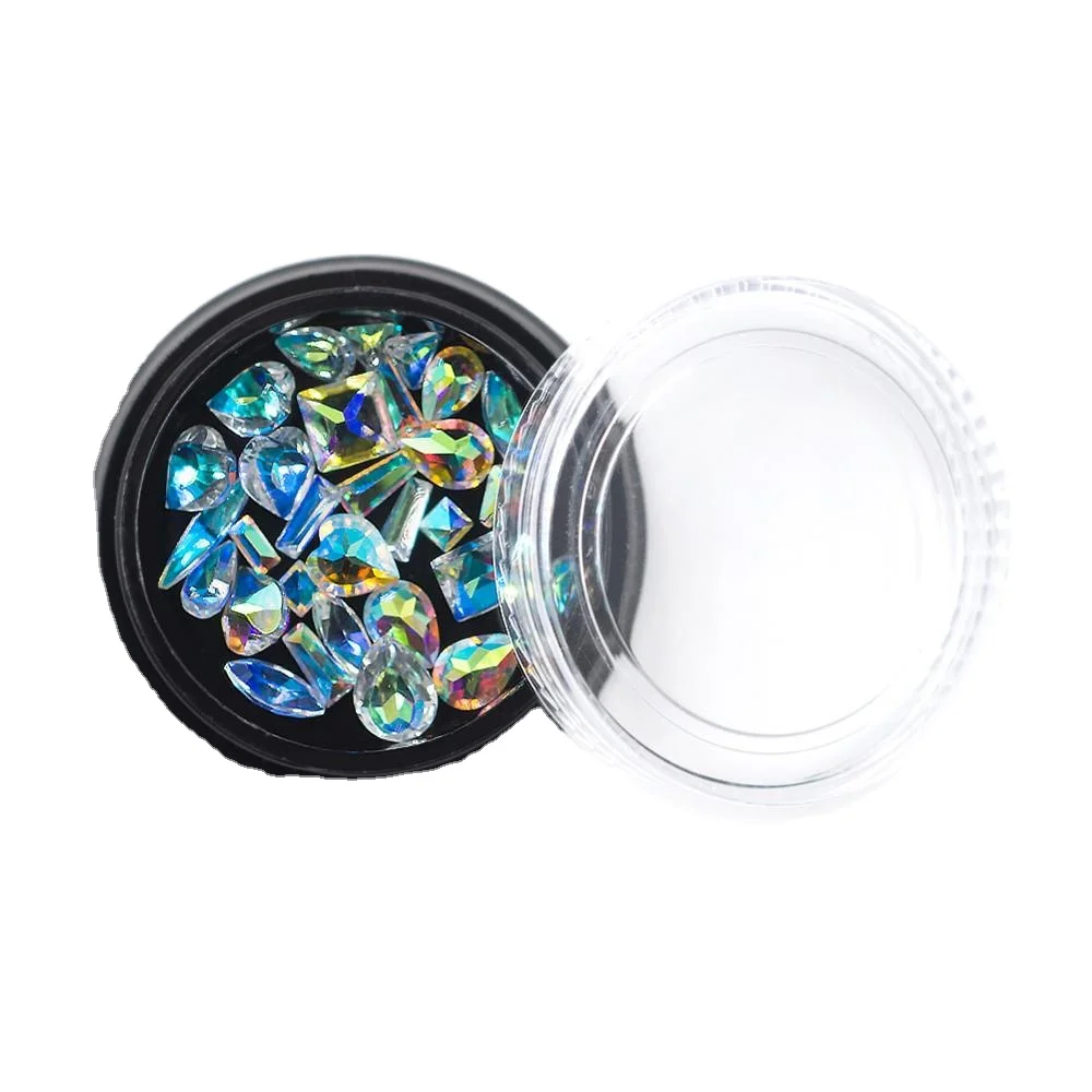 

High Quality Nail Rhinestones Mixed Shape Heart Drop Charms Glass Flat Back Crystals For Nails Art, Ab color