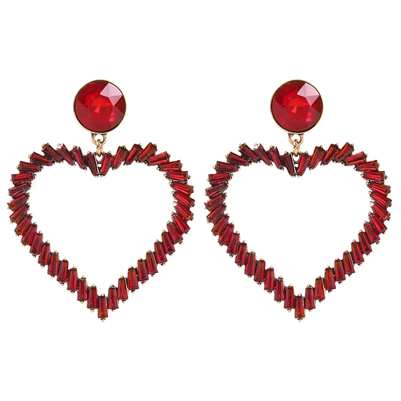 

Trendy ZA Rhinestone Crystal Love Heart Drop Earrings For Women Luxury Dangle Earrings Jewelry Wholesale (KER457), Same as the picture