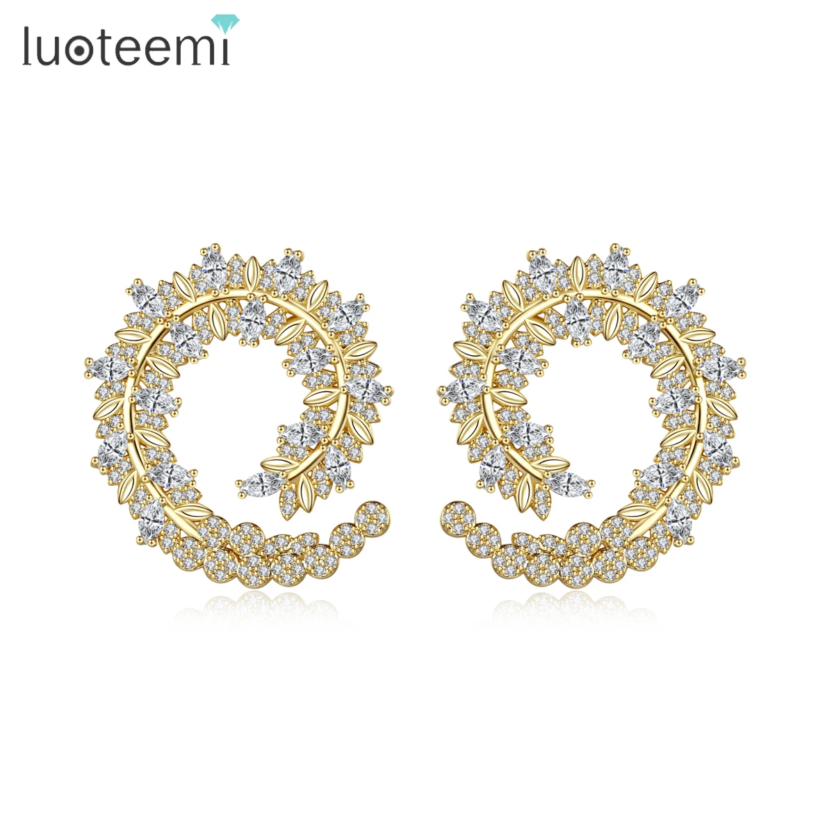 

LUOTEEMI Statement Jewelry Fashion Bridal Luxury Woman Wedding Elegant Large Indian Exaggerated Big Earrings