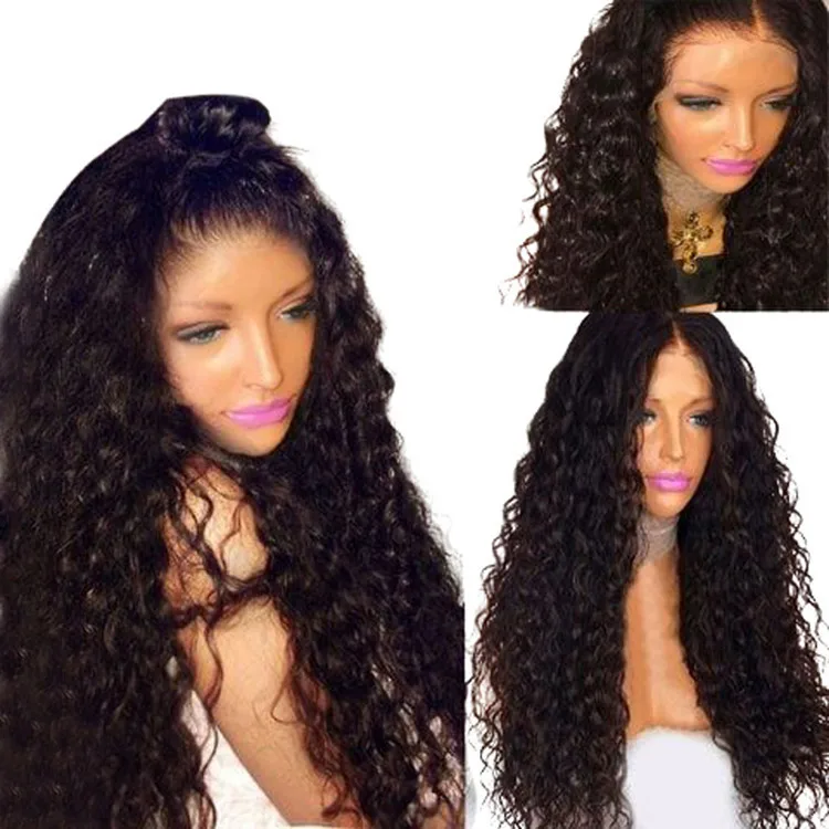 

Ladies Afro Wig Handmade Half Lace Long Curly Wigs Headgear Synthetic Hair Wigs For Black Women, Pics