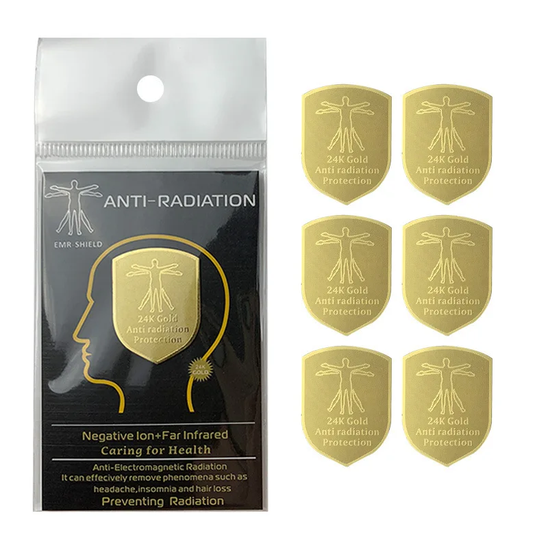 

Hot Sale 5G EMF protection sticker Shield 24k gold double radiation Shield sticker Anti radiation mobile phone sticker