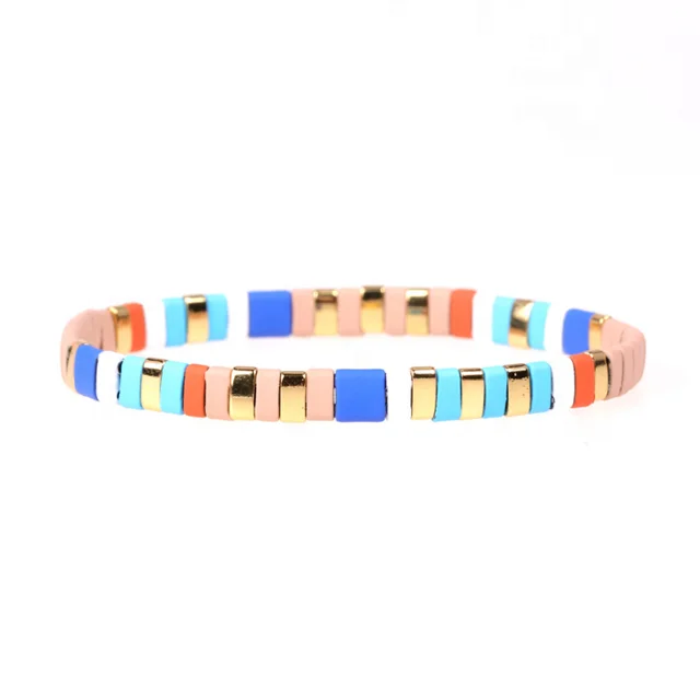 

Fashion summer beach colorful japanese miyuki tila beads bracelet customized mix color tila bracelet for women, As pictures