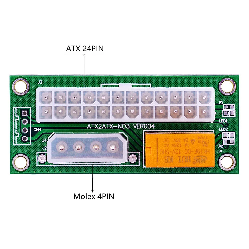 

Dual PSU Power Supply Sync Adapter Add2psu ATX 24Pin To 4pin Molex Synchronous Connector Riser Cable, Green black