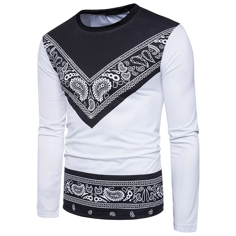 

Men T Shirt Long Sleeve Cotton Casual Men's Printed T-shirt Male O-neck Top Tees