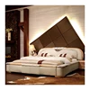 Middle east style double bed made by the first layer cowhide and solid wood frame for master bedroom furniture