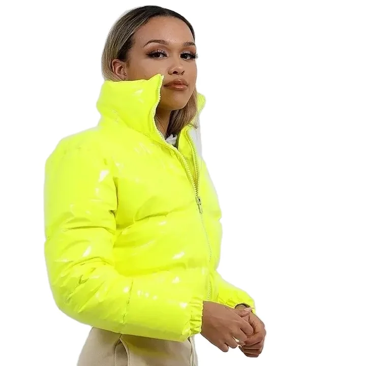 

2020 Winter Women's Glossy PU Leather Women's Bread Jacket Down Jacket Casual Fashion Women's Cotton Jacket