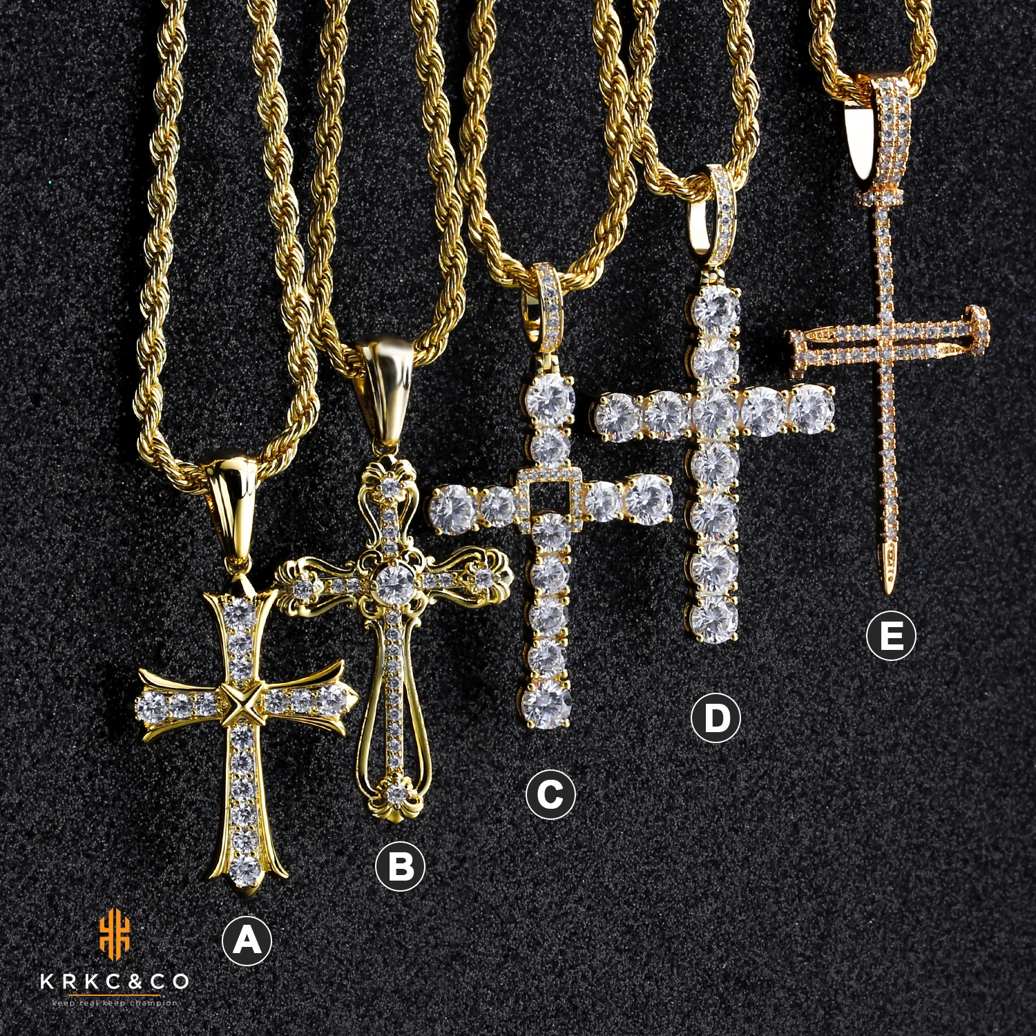 

KRKC Dainty Cross Necklace 14k 18k Gold Plated Jewelry Men Women Diamond Cross Necklace Pendant Stainless Steel Cross Necklace