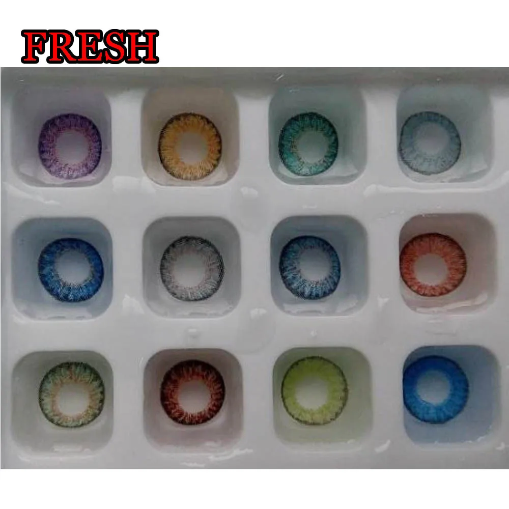 

INSTOCK (50PAIRS=100PCS) Fashion Color Eye 14.50MM 3tone Colorful Soft Contact Lenses FRESH 12 colors lentes de contacto