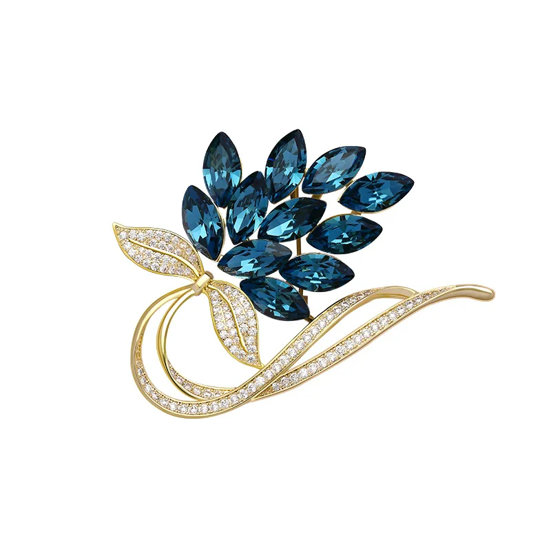 

Jachon New crystal brooch with micro-inlaid zircon brooch for high-end fashion apparel accessories, As picture