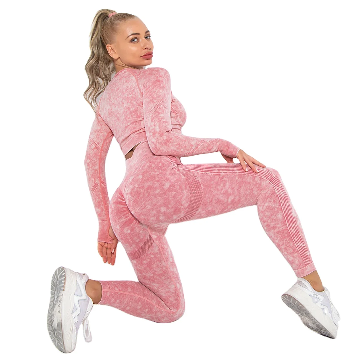 

yiwu pt sports gym wear clothes clothing yoga sets women fitness acid wash legging set