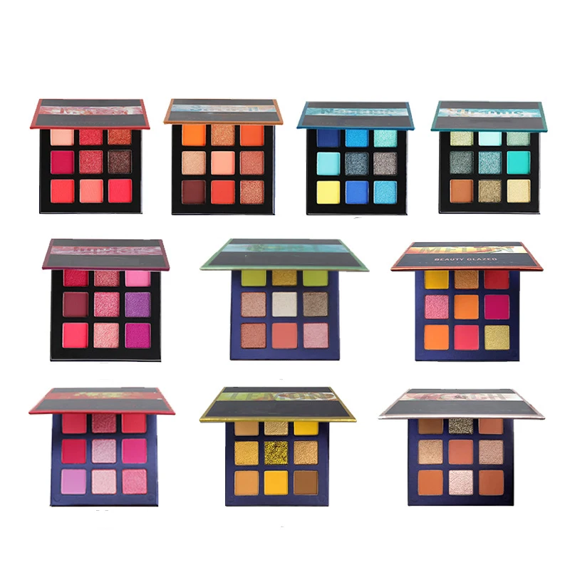 

High Pigmented Custom Your Own Brand Makeup Eyeshadow Palette With 9 Colorful Pans