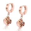 Stylish Delicate Women Rose Gold Stainless Steel Pink Studs Dry Flower Earring