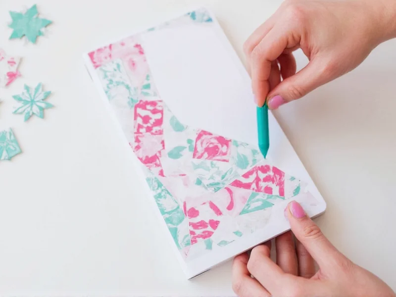 Washi tape geometric notebook decoration tutorial