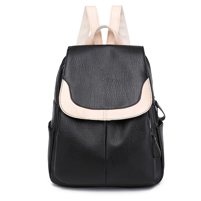 

SP495 girls school bags black leather backpack women, Multi color
