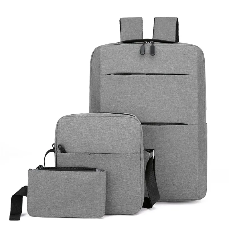 

High capacity teenage 3 in 1 sets school bag USB charging waterproof laptop backpack