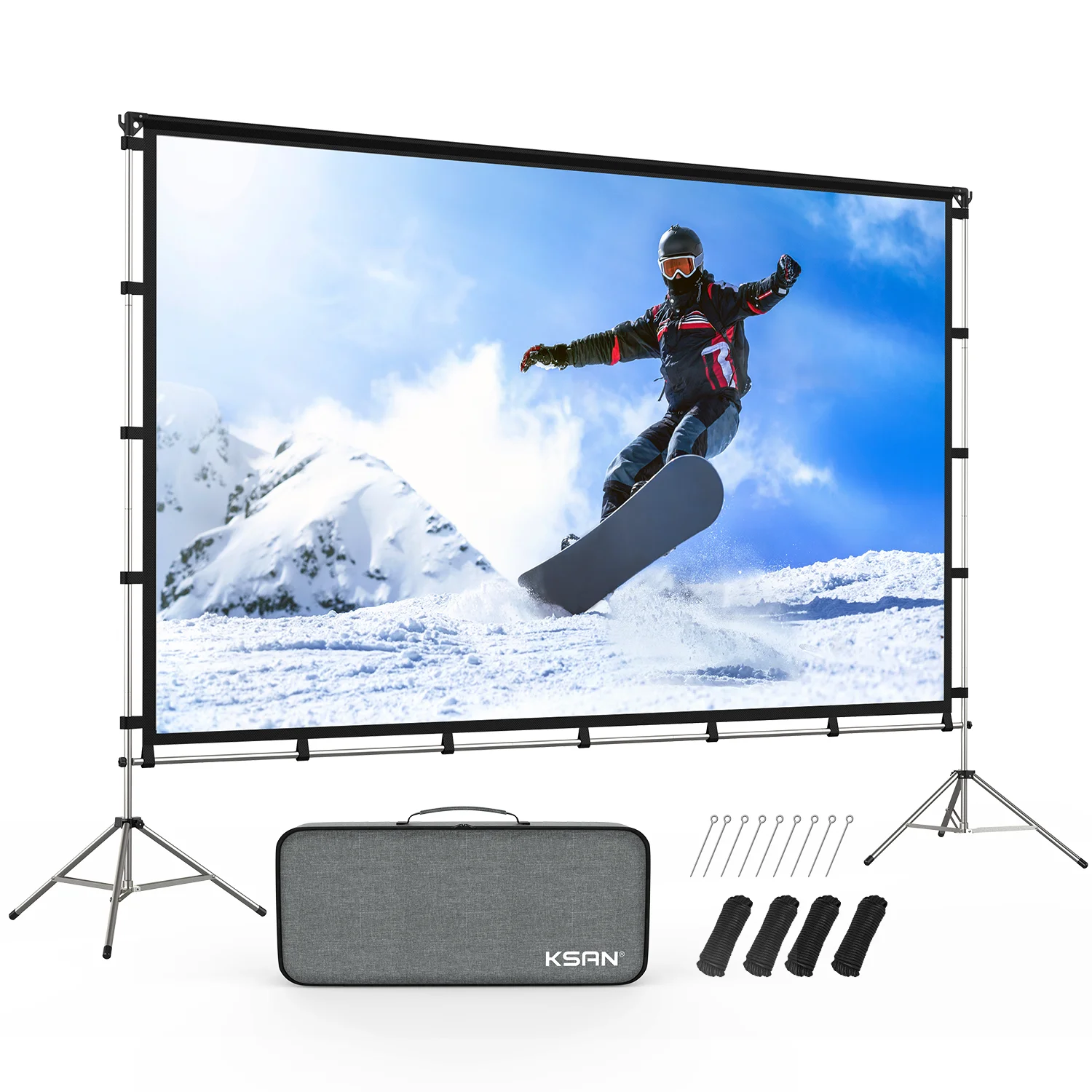 

Portable 120 Inches 16:9 Simple soft fabric Projector Screen Portable Foldable with Tripod stand, White