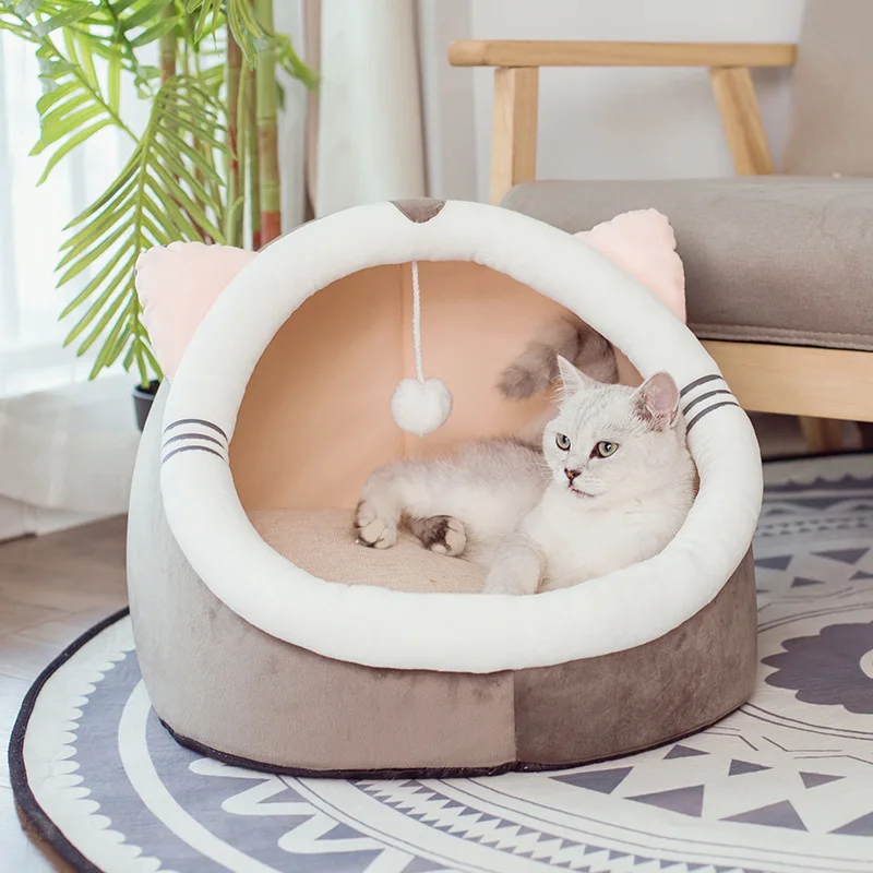 

Foldable Cat for small medium Pet Dog Soft Nest Kennel Kitten Bed Sleeping Bag Pets Winter Warm Cozy House Cave