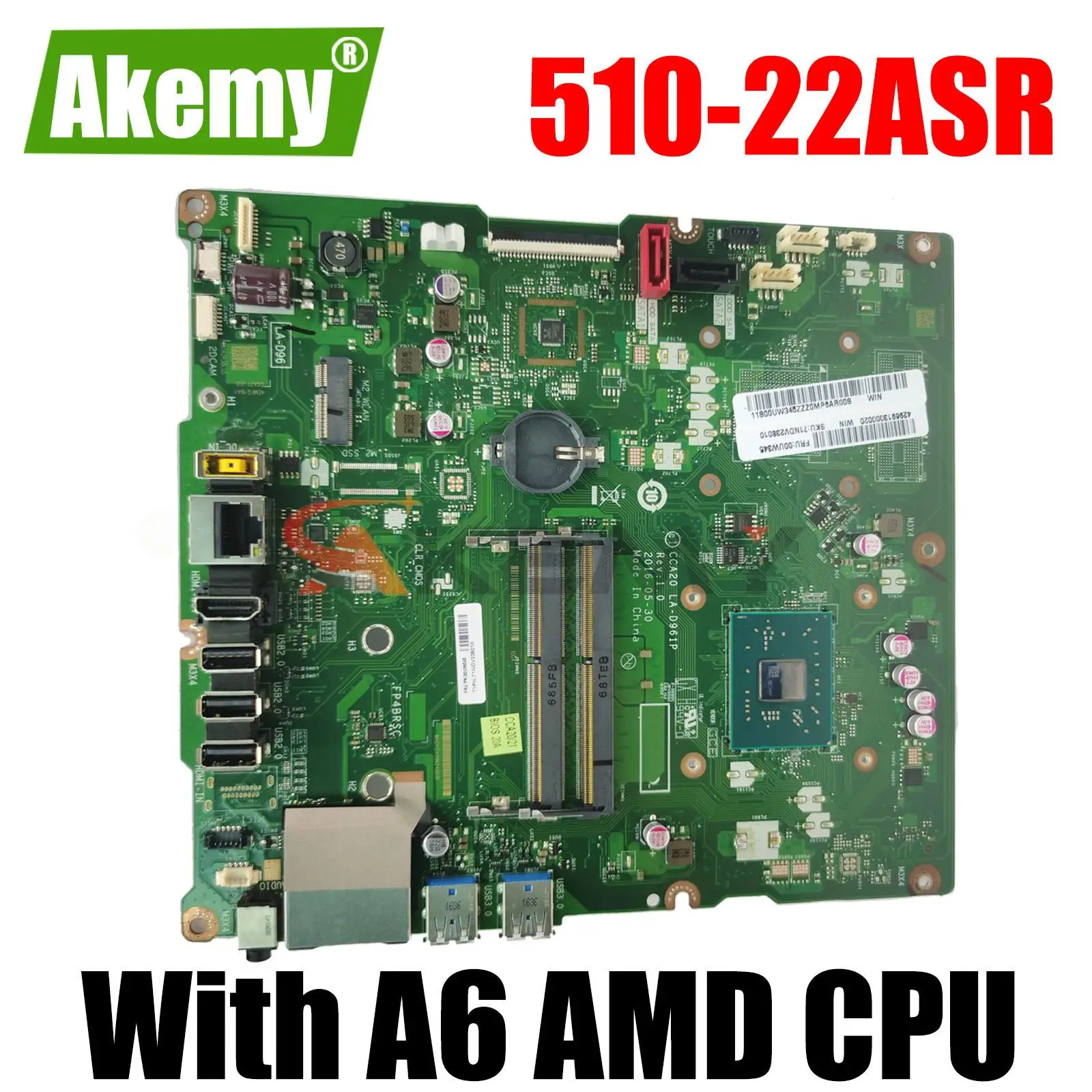 

For Lenovo AIO 510-22ASR 510-23ASR All-in-One Motherboard With A6 AMD CPU CCA20 LA-D961P Mainboard
