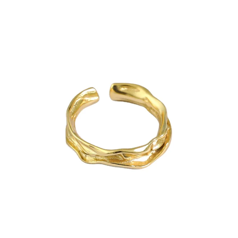 

VIANRLA 925 sterling silver Korean minimalist ring 18k gold plated free size rings