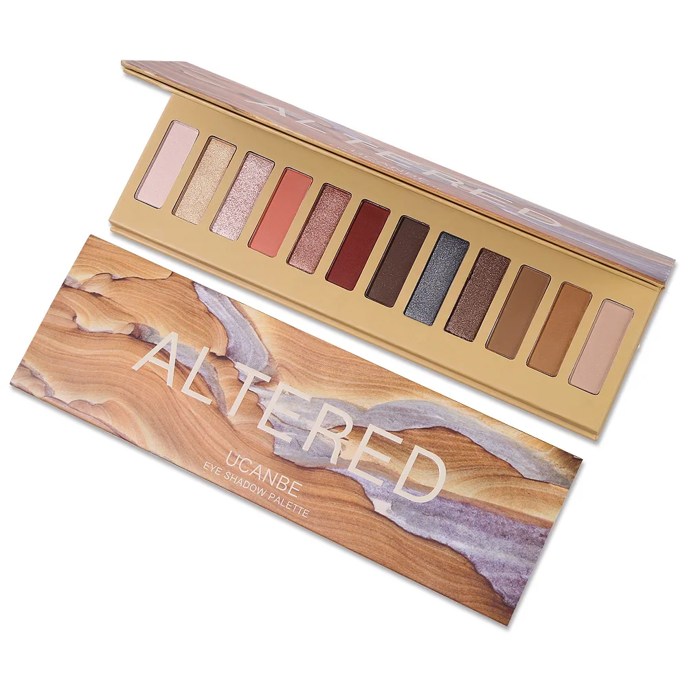 

12 colors glitter cosmetic private maquillaje label palette packaging paleta de make up pigments Palette eye shadow box