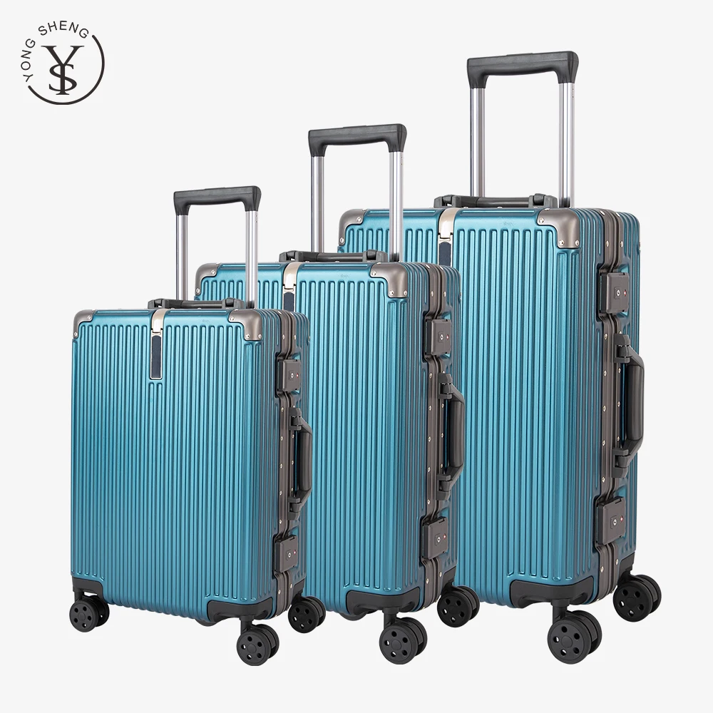 

Customized Logo koffe set 3pcs luggage aluminum frame luxury luggage hard luggage outdoor trolley bags valise, Gray/blue/green/red