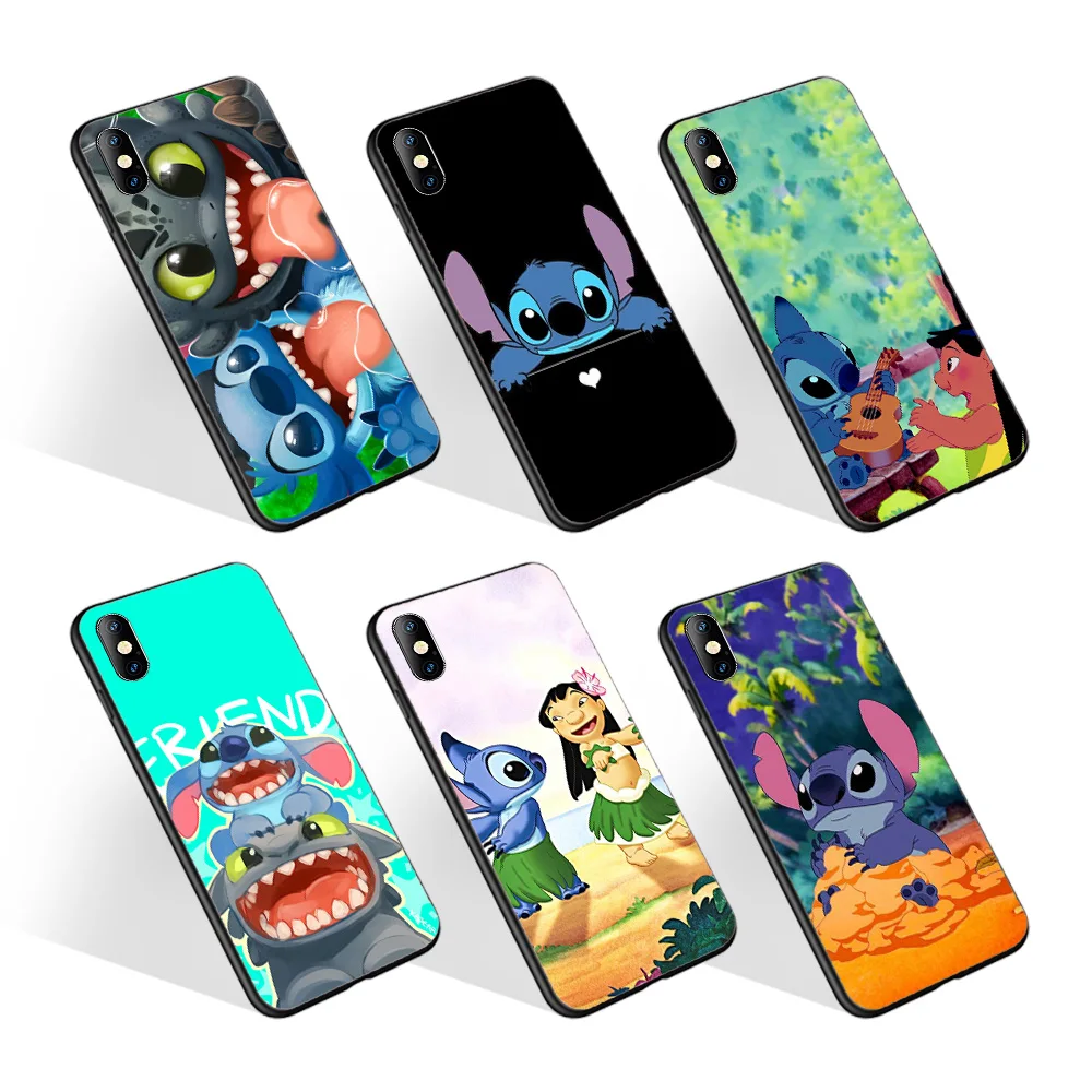 

Modern Design New Material Factory Hot Sale Fashion Cute Lilo Stitch Black TPU Phone Case For Samsung A72