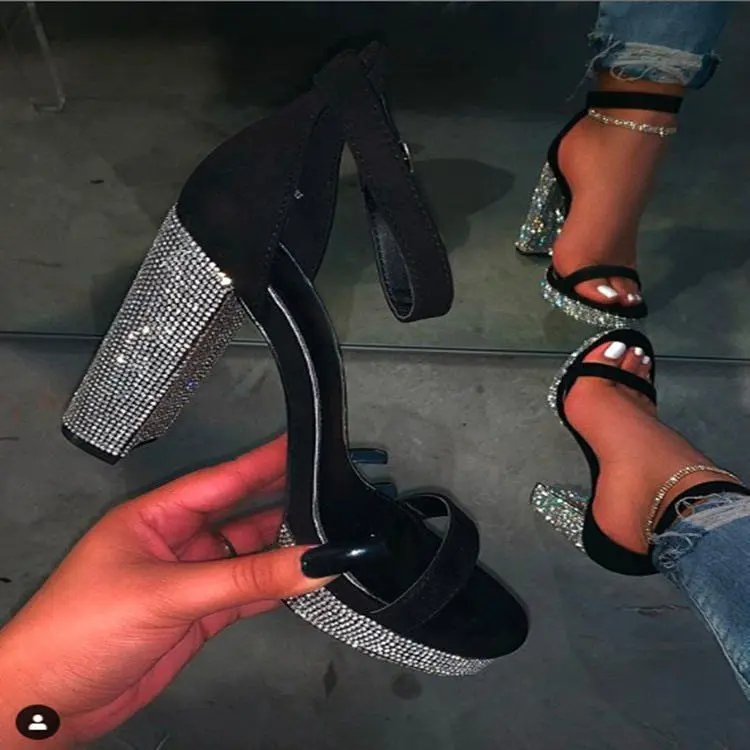 

Women's sandals summer 2021 new super high heels women's shoes water drill 40-43 buckle sandals drop shipping, Black, apricot