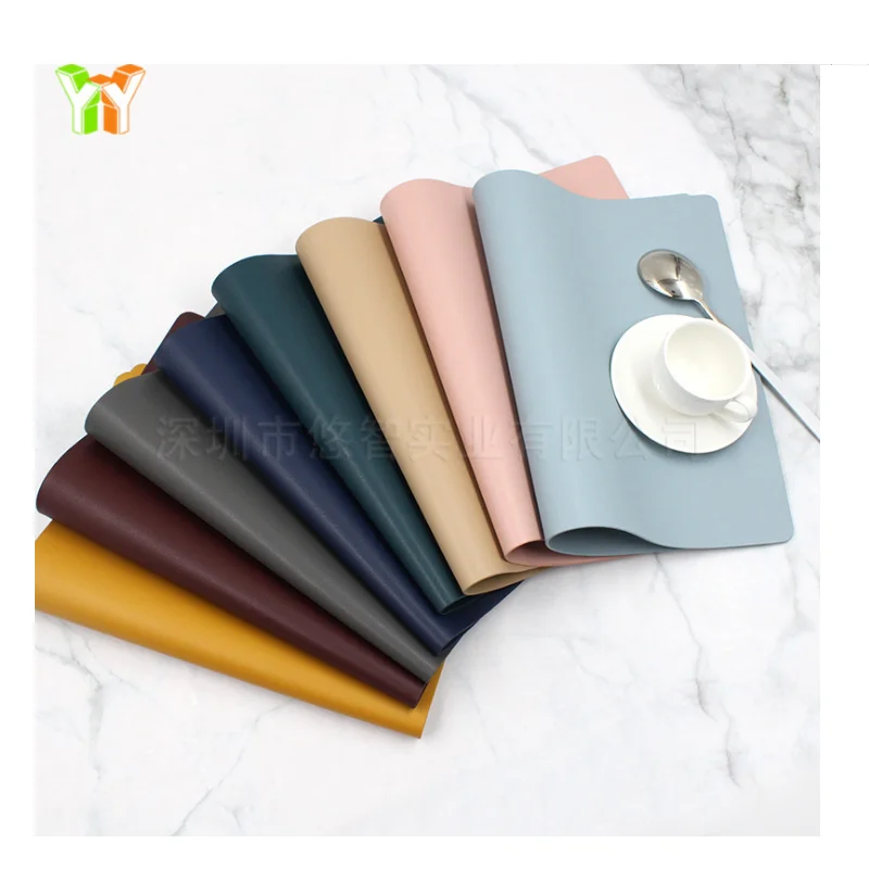 
Ready Ship Faux Leather Round Place mats Kitchen Dining Table Waterproof Coffee Washable Round PU Leather Place mats 