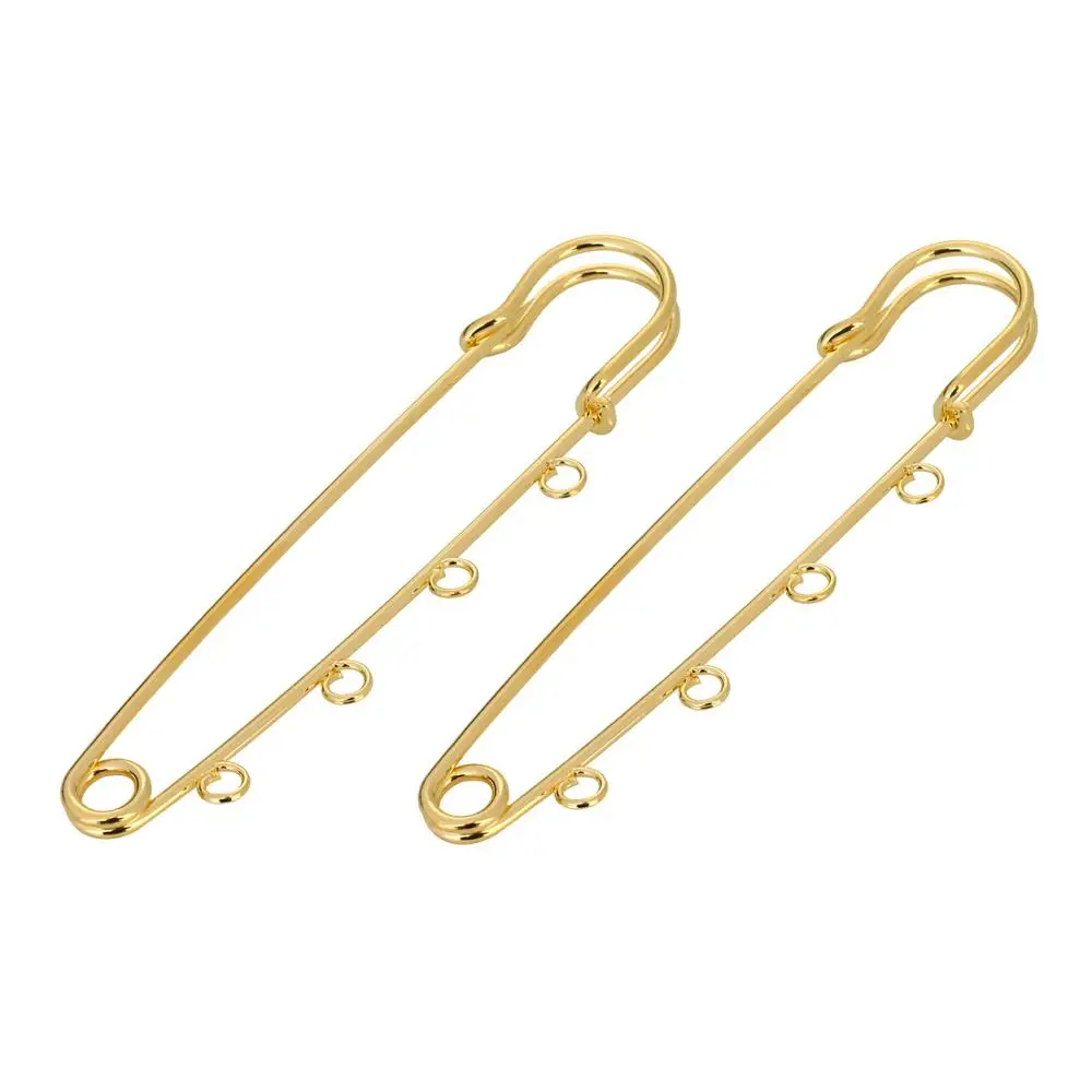 

10pcs/bag 4 Loops U shape Large Strong Pins Findings DIY Sewing Garment Accessories Brooches Finding Pin safety Pin For Charm, Gold,silver