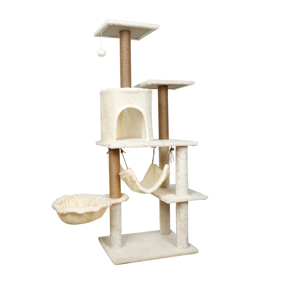 

Easy Assemble Durable Multi-Level Wood Sisal Cat Tree House Condo Large Cat Tree
