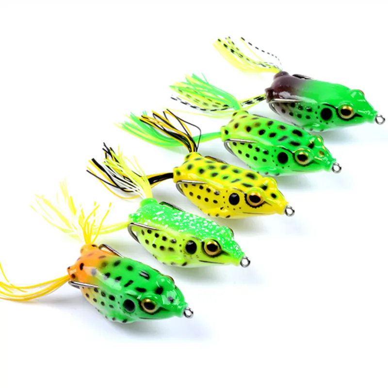 

5 Colors Soft Frog Bait Double Hooks Top Water Frog 14G 6CM Soft Lure Artificial Soft Frog Lure Fishing, Multiple colour