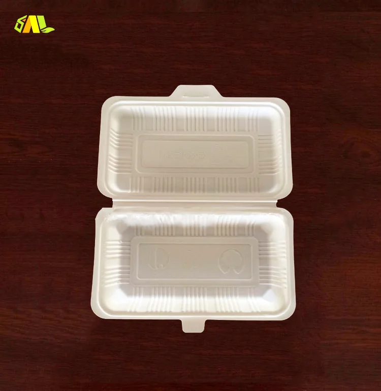 

800 ML PLA Biodegradable Microwaveable Food Containers Camshell Takeaway To Go Bento Disposable Lunch Box, White/natural