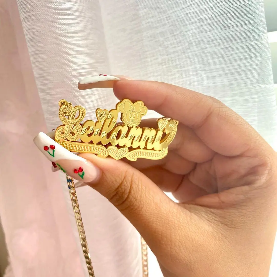 

2021 Gold Double Plated Customized Names Necklace Jewelry Acrylic Personalized Letter Nameplate Custom Name Necklace