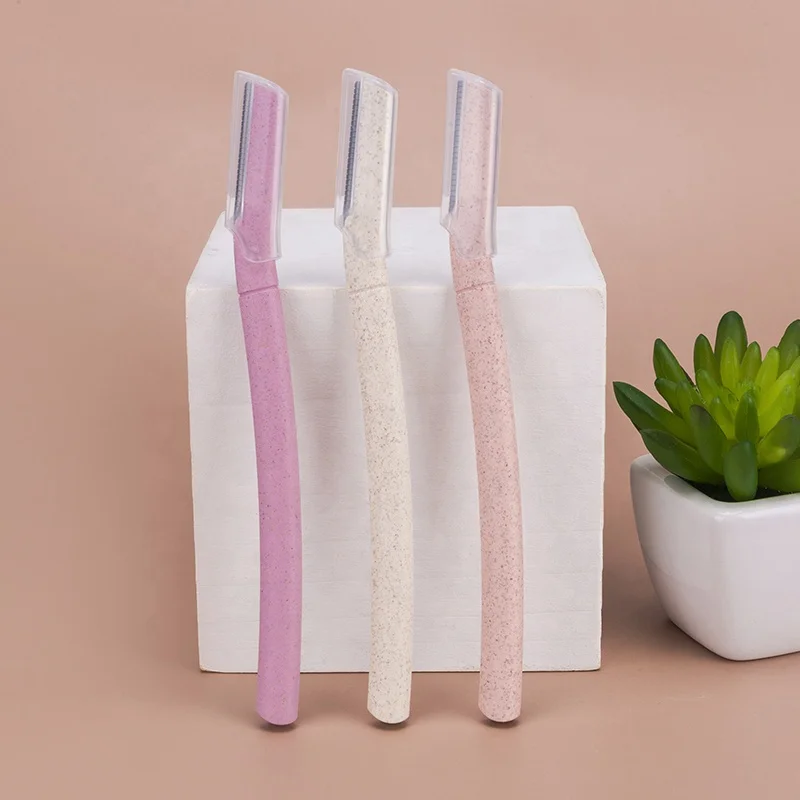 

New eco material 3pcs per pack face trimmer wheat straw razor for eyebrow shaving, White, pink, dark pink