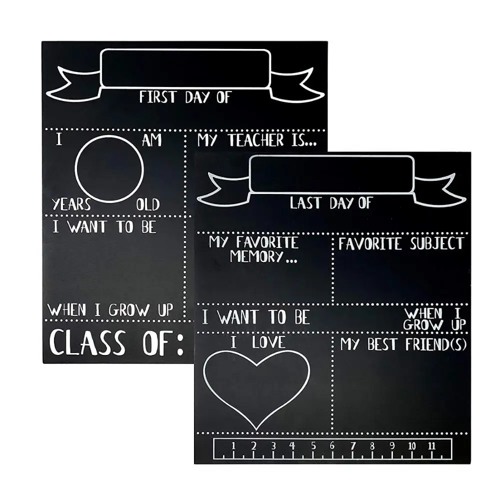 
First Day and Last Day of School Sign - 2 Sided 14x16 - Front Side and Back Sides - School Milestone Chalkboard 