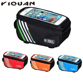 

Outdoor Bicycle Waterproof Bag Mountain Bike Mobile Phone Front Bag Bicycle Touch Screen Phone Bag, Red, blue, black, orange