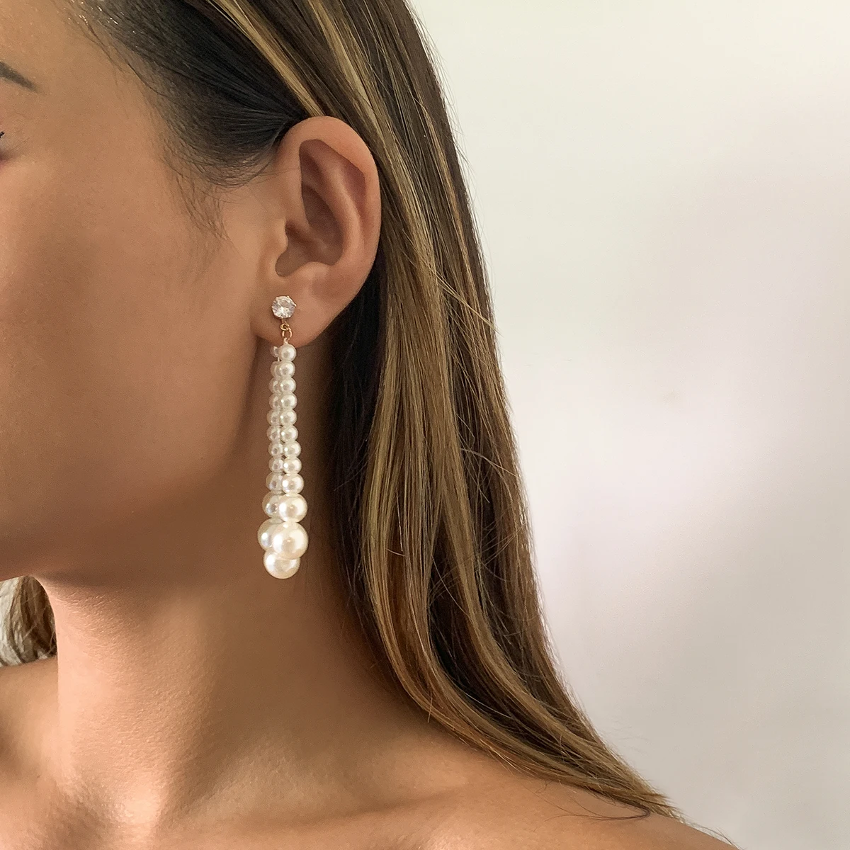 

SHIXIN Temperament Baroque Pearl Drop Earring Bling Bling Rhinestone Crystal Earring Vintage Jwellary Wedding Earrings for Women