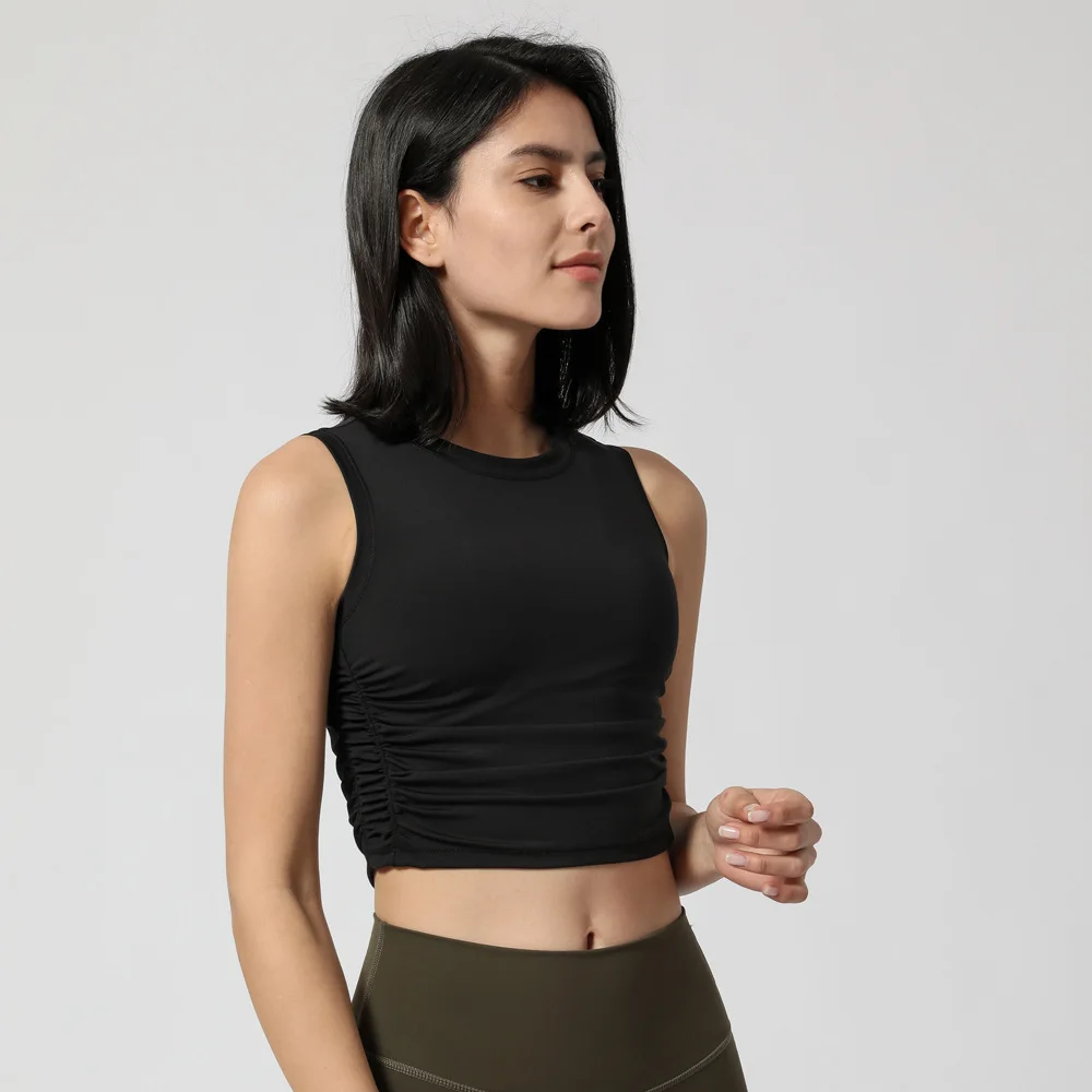 

Fitness yoga high neck round neck sports gym wear workout vest sleeveless athletic tank top, Customized colors